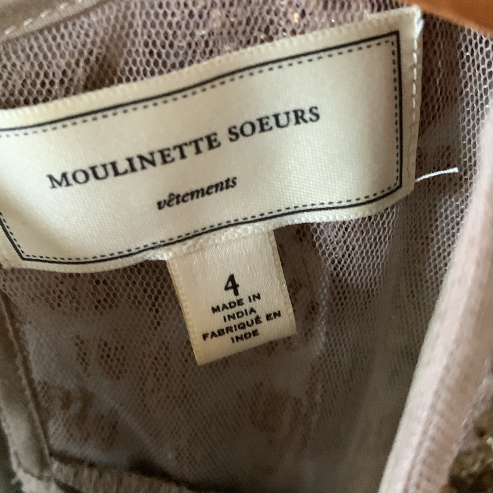 Moulinette Soeurs sz 4 Anthropologie dress beaded neckline - Picture 4 of 12